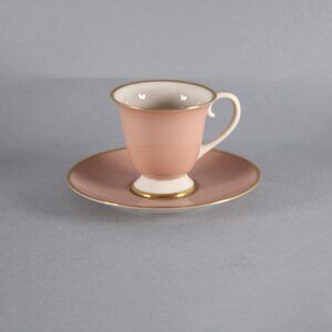 Flint Ridge Porcelain Teacup With Saucer Peach Gold Porcelain Teacup With Saucer